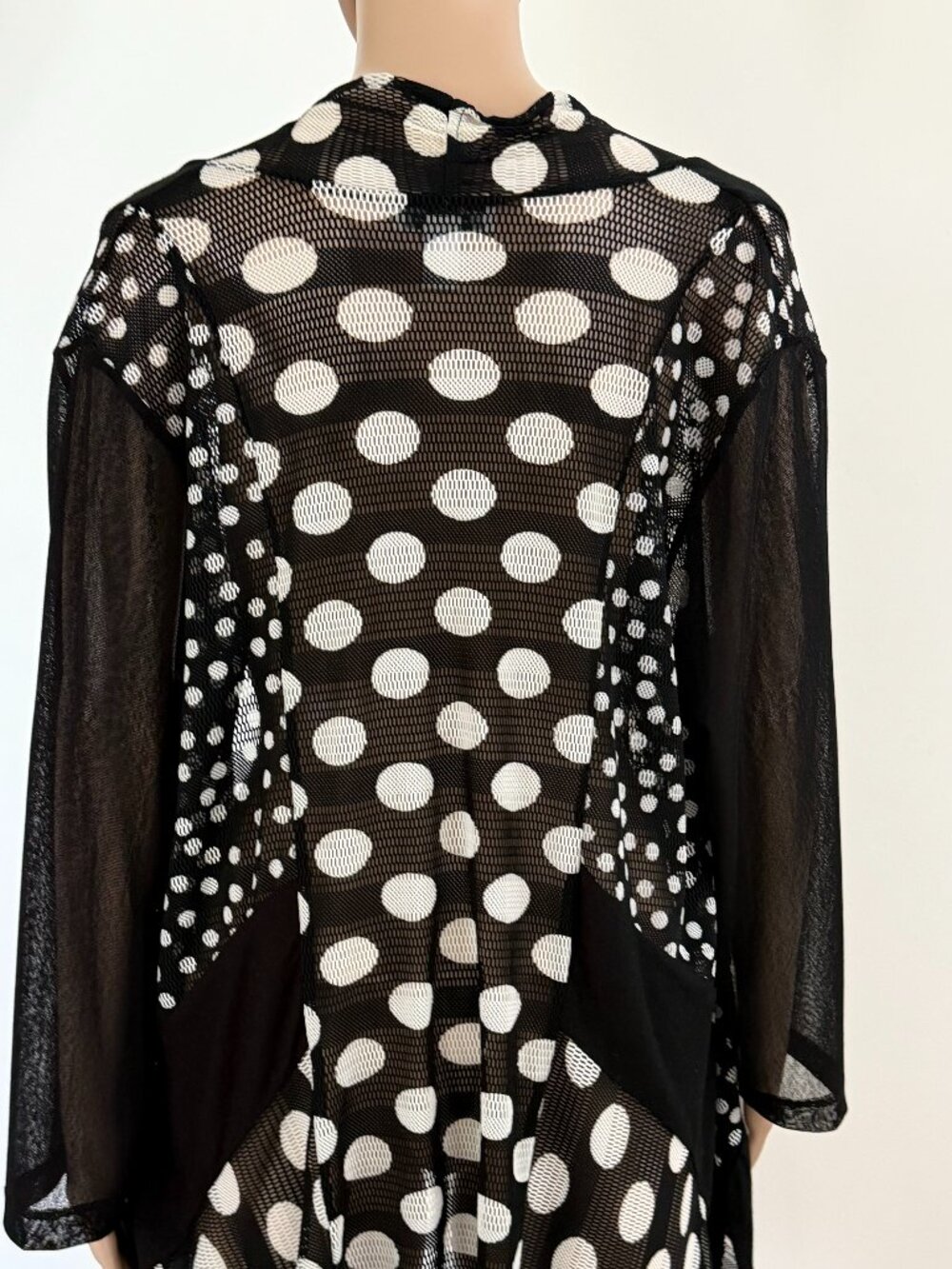 Anis A Women's Size L Black & White Sheer Textured Boho Chic - Picture 7 of 9